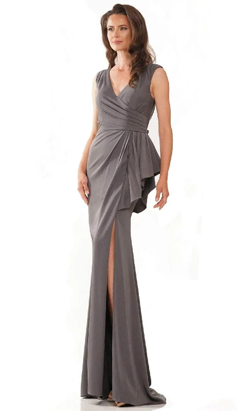 Wedding guest dresses with puff sleeves and knee - length hemsMarsoni by Colors MV1227 - Ruffle Accent Evening Dress Wedding guest dresses with puff sleeves and knee - length hemsMarsoni by Colors MV1227 - Ruffle Accent Evening Dress