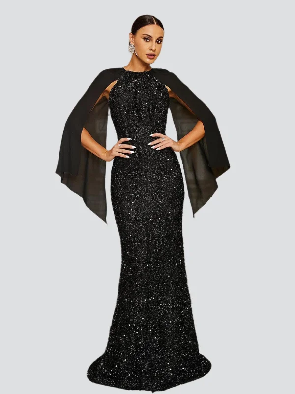 Cocktail dresses with a keyhole back and a midi - lengthMermaid Crew Neck Black Sequin Evening Dress RH30712 Cocktail dresses with a keyhole back and a midi - lengthMermaid Crew Neck Black Sequin Evening Dress RH30712