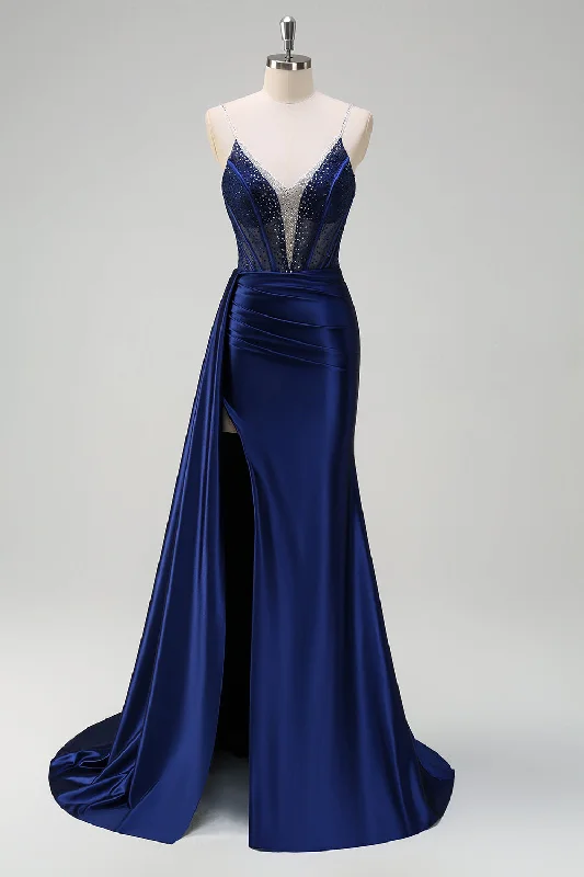 Little black cocktail dresses with lace detailingNavy Mermaid V-Neck Watteau Train Corset Beaded Prom Dress with Slit Little black cocktail dresses with lace detailingNavy Mermaid V-Neck Watteau Train Corset Beaded Prom Dress with Slit