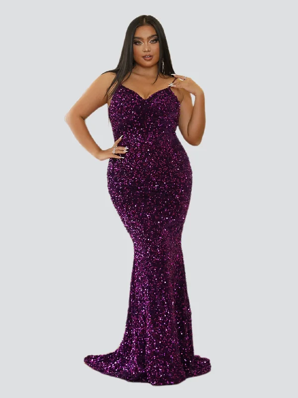 Cocktail dresses with a wrap - around style and a belted waistPlus Spaghetti Sequin Evening Dress PXJ1646 Cocktail dresses with a wrap - around style and a belted waistPlus Spaghetti Sequin Evening Dress PXJ1646