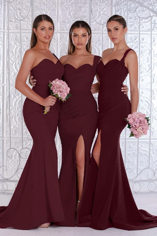 Bodycon dress with a ruched design for added texturePortia And Scarlett 21258 One Shoulder Long Gown Bodycon dress with a ruched design for added texturePortia And Scarlett 21258 One Shoulder Long Gown