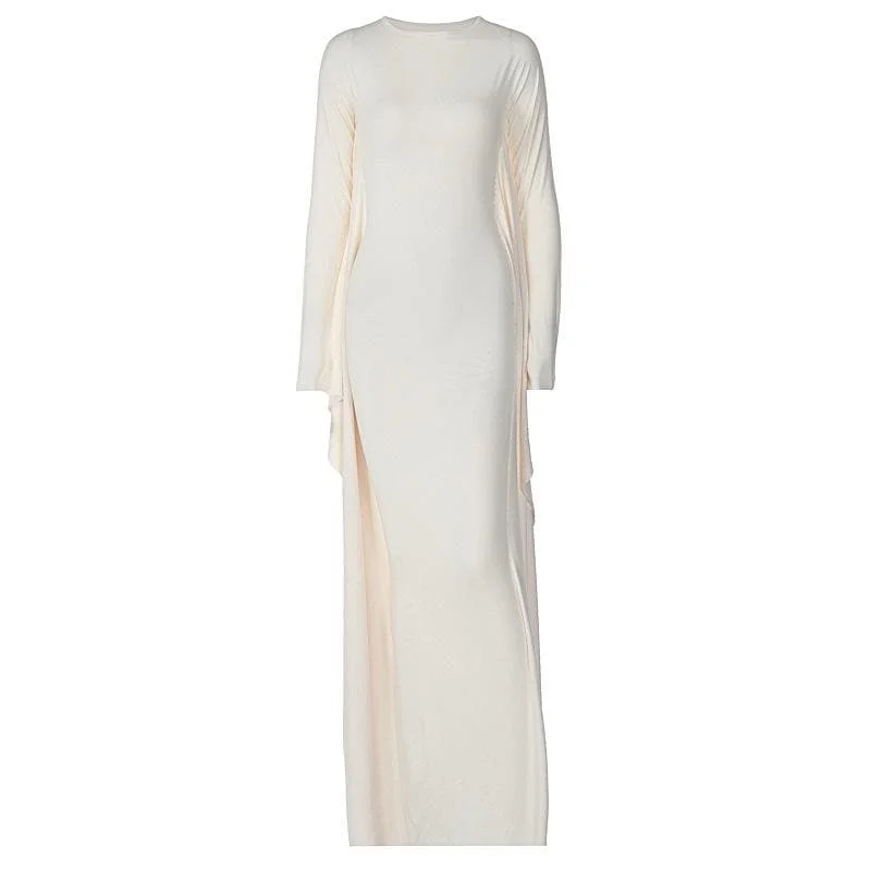 Long - cocktail dresses with a slit and a fitted bodiceBerryBetty - Solid long sleeve crewneck maxi dress Long - cocktail dresses with a slit and a fitted bodiceBerryBetty - Solid long sleeve crewneck maxi dress