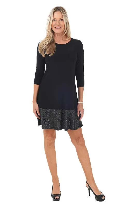 Cocktail dresses with a wrap - front style and a long - length optionGlitter Hem 3/4 Sleeve Dress Cocktail dresses with a wrap - front style and a long - length optionGlitter Hem 3/4 Sleeve Dress
