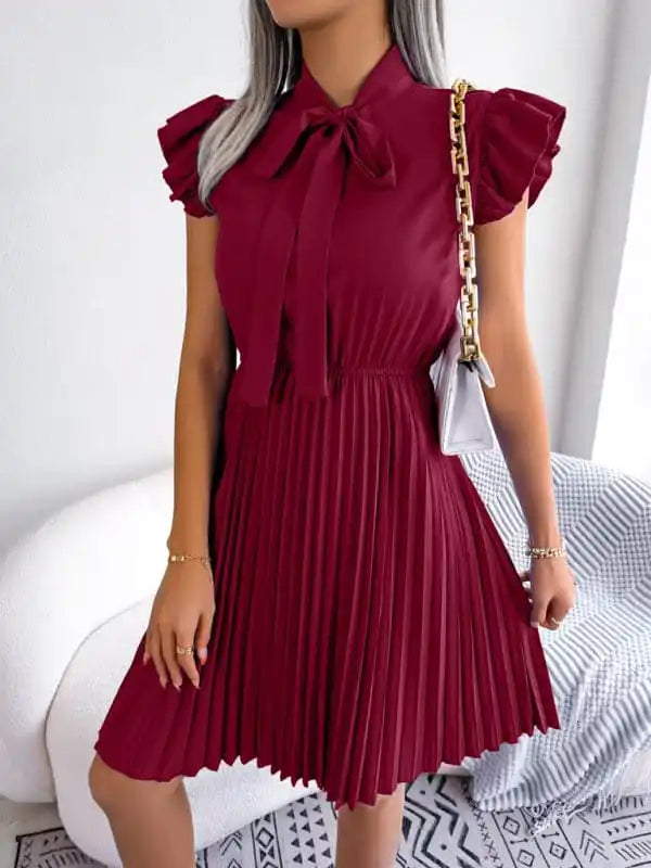 Women’s long-sleeved v-neck package hip dress dress