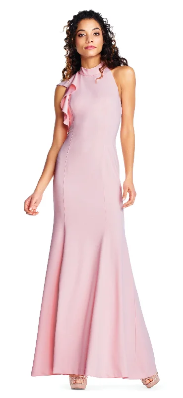 Formal dresses with halter necks and lace - up backs for a stylish promAdrianna Papell - AP1E203268 Ruffled High Neck Trumpet Dress Formal dresses with halter necks and lace - up backs for a stylish promAdrianna Papell - AP1E203268 Ruffled High Neck Trumpet Dress