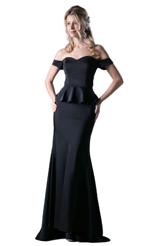 Ball - gown style formal dresses with sequined bodices for promCinderella Divine - CF134 Off Shoulder Peplum Trumpet Gown Ball - gown style formal dresses with sequined bodices for promCinderella Divine - CF134 Off Shoulder Peplum Trumpet Gown