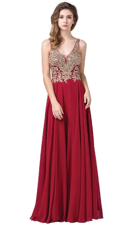 Formal dresses with ruched back panels and button - down fronts for a unique and flattering fitDancing Queen - 2494 Jewel Encrusted Bodice A-Line Chiffon Gown Formal dresses with ruched back panels and button - down fronts for a unique and flattering fitDancing Queen - 2494 Jewel Encrusted Bodice A-Line Chiffon Gown