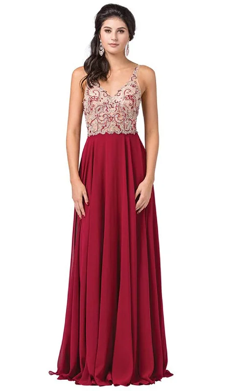 Prom dresses with side - slit skirts and beaded fringes for a glamorous appearanceDancing Queen - 2513 Beaded Embellished Illusion Bodice Chiffon Gown Prom dresses with side - slit skirts and beaded fringes for a glamorous appearanceDancing Queen - 2513 Beaded Embellished Illusion Bodice Chiffon Gown