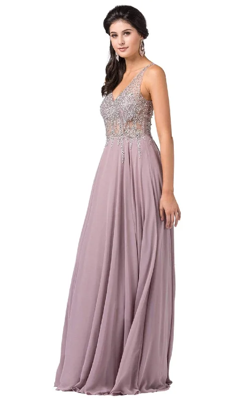 Prom dresses with lace - up side panels and ruffled bodices for a feminine and detailed lookDancing Queen - 2570 Jewel Ornate Illusion Bodice Chiffon Prom Dress Prom dresses with lace - up side panels and ruffled bodices for a feminine and detailed lookDancing Queen - 2570 Jewel Ornate Illusion Bodice Chiffon Prom Dress
