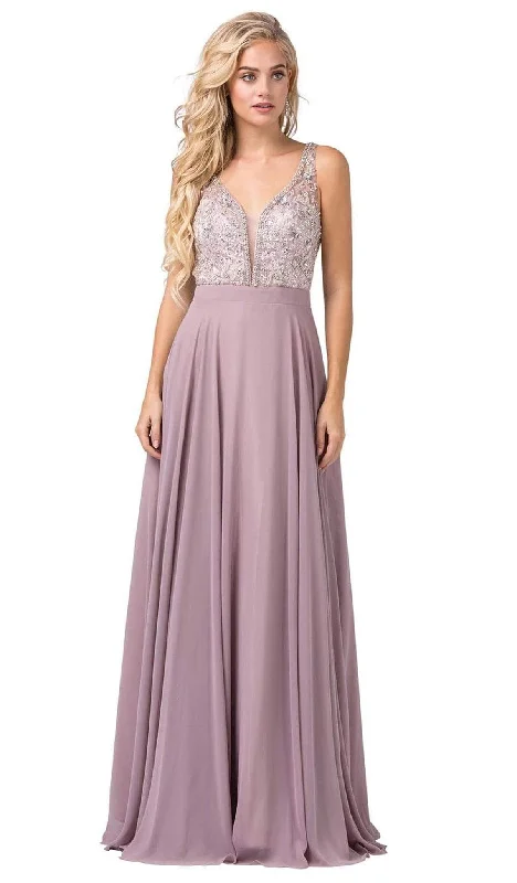 Formal dresses with cold - shoulder ruffled sleeves and floral prints for a romantic and trendy formal styleDancing Queen - 2669 Bejeweled Sleeveless V Neck Low Scoop Back Gown Formal dresses with cold - shoulder ruffled sleeves and floral prints for a romantic and trendy formal styleDancing Queen - 2669 Bejeweled Sleeveless V Neck Low Scoop Back Gown