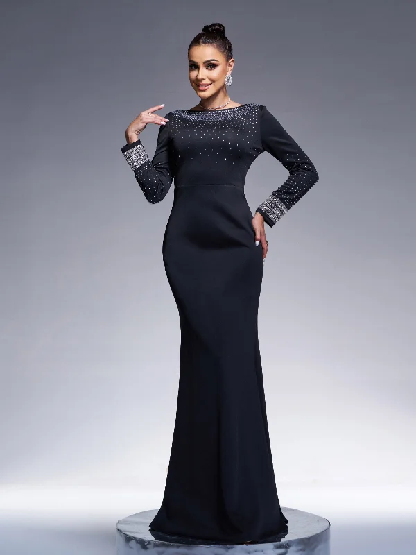Prom dresses with ruched bodices and organza sleeves for a romantic lookElegant Black Long Sleeve Backless Prom Dress RJ12013 Prom dresses with ruched bodices and organza sleeves for a romantic lookElegant Black Long Sleeve Backless Prom Dress RJ12013