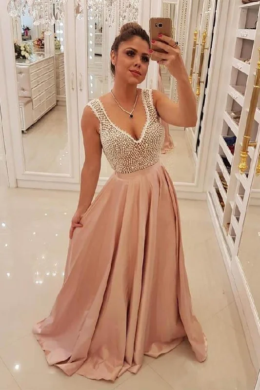 Party dresses with a mermaid silhouette for a figure - hugging fitElegant Blush Pink Long Prom Dresses Unique Pearls Bodice Evening Dress PG841 Party dresses with a mermaid silhouette for a figure - hugging fitElegant Blush Pink Long Prom Dresses Unique Pearls Bodice Evening Dress PG841