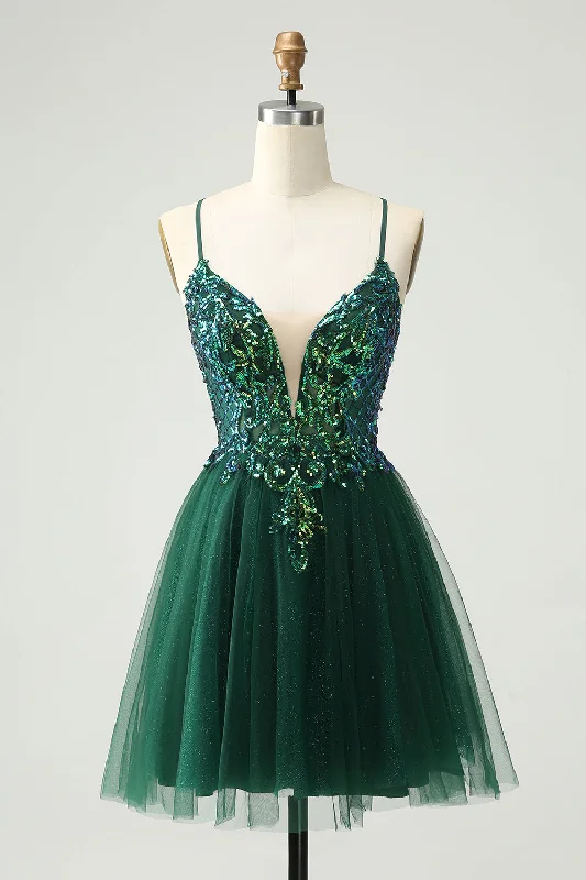 Sheath party dresses in a bold color for a statement - making outfitGlitter Dark Green A-Line Sequined Appliques V Neck Party Dress Sheath party dresses in a bold color for a statement - making outfitGlitter Dark Green A-Line Sequined Appliques V Neck Party Dress
