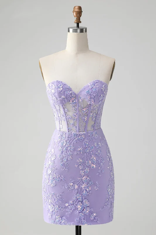 Plus - size party dresses with a flattering cut for all body typesGlitter Lilac Sweetheart Tight Embroidery Party Dress Plus - size party dresses with a flattering cut for all body typesGlitter Lilac Sweetheart Tight Embroidery Party Dress