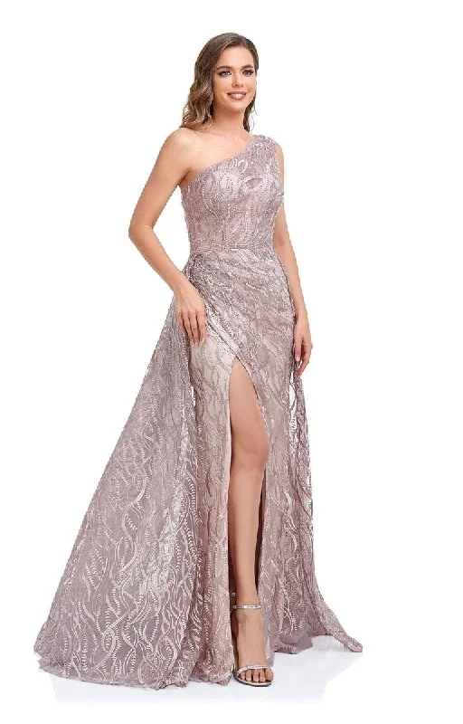 Bodycon dress made of satin for a luxurious feelHigh Couture NR2223 Long One Shoulder Formal Prom Dress Bodycon dress made of satin for a luxurious feelHigh Couture NR2223 Long One Shoulder Formal Prom Dress