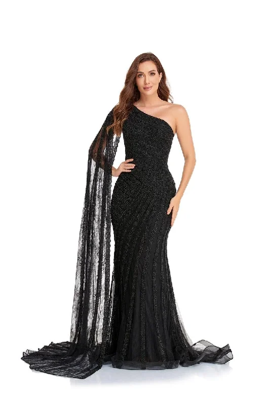 Bodycon dress with a thigh - high slitHigh Couture NR2233 Long One Shoulder Formal Prom Dress Bodycon dress with a thigh - high slitHigh Couture NR2233 Long One Shoulder Formal Prom Dress