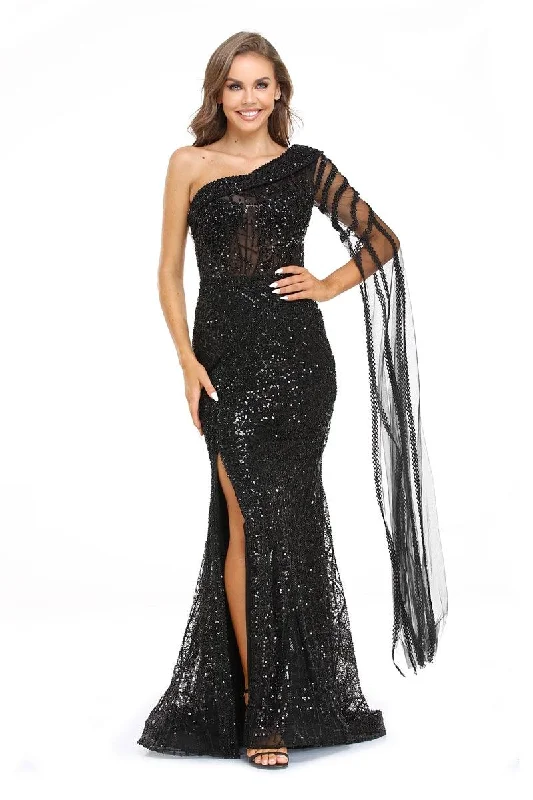 Bodycon dress for a date nightHigh Couture NR2241 Long One Shoulder Evening Prom Dress Bodycon dress for a date nightHigh Couture NR2241 Long One Shoulder Evening Prom Dress