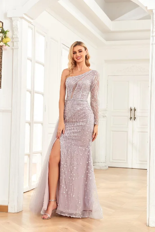 Bodycon dress with a cut - out detail for a sexy appealHigh Couture NR2266 Long One Shoulder Formal Beaded Prom Dress Bodycon dress with a cut - out detail for a sexy appealHigh Couture NR2266 Long One Shoulder Formal Beaded Prom Dress