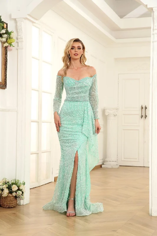 Bodycon dress with a floral print for a feminine touchHigh Couture NR2269 Long Off Shoulder Formal Prom Dress Bodycon dress with a floral print for a feminine touchHigh Couture NR2269 Long Off Shoulder Formal Prom Dress