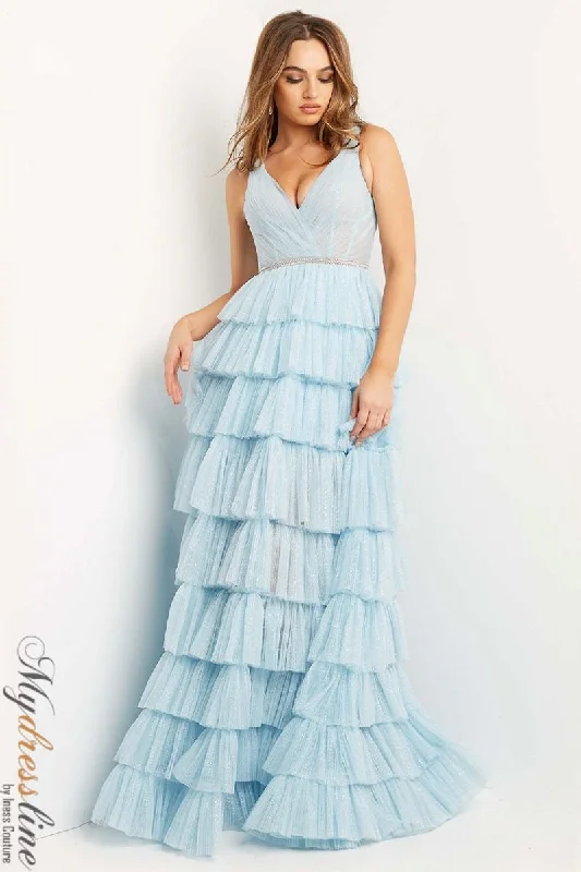 Long - train formal dresses in chiffon for a dramatic prom entranceJovani 07998