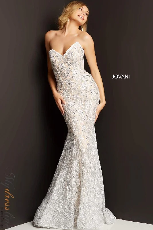 Prom dresses with cold - shoulder ruffled sleeves and floral prints for a romantic and fashionable styleJovani 08215 Prom dresses with cold - shoulder ruffled sleeves and floral prints for a romantic and fashionable styleJovani 08215