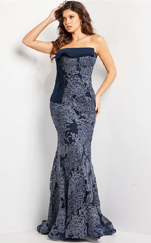Sparkly sequined party dresses for a glamorous look​Jovani 23031 Embellished Strapless Lace Formal Dress