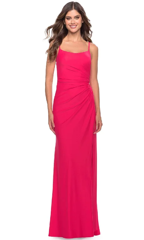Formal dresses with ruffled skirts and bow accents for a charming prom appearanceLa Femme 31329 - Ruched Matte Evening Dress Formal dresses with ruffled skirts and bow accents for a charming prom appearanceLa Femme 31329 - Ruched Matte Evening Dress