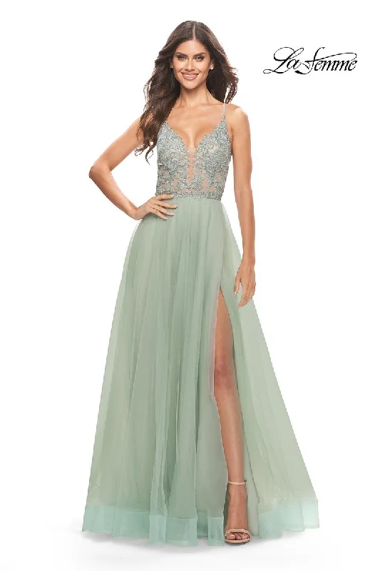 Sleeveless party dresses made of silk for a luxurious feel​La Femme Dress 31542