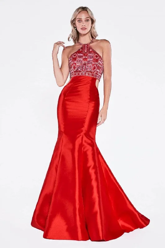 Formal dresses with abstract print panels and rhinestone embellishments for a unique formal eventLadivine 61894 - Beaded Halter Mermaid Gown Formal dresses with abstract print panels and rhinestone embellishments for a unique formal eventLadivine 61894 - Beaded Halter Mermaid Gown