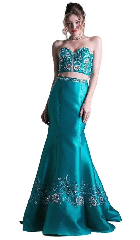Long - train formal dresses in chiffon for a dramatic prom entranceLadivine 62211 - Two Piece Strapless Beaded Mermaid Dress Long - train formal dresses in chiffon for a dramatic prom entranceLadivine 62211 - Two Piece Strapless Beaded Mermaid Dress