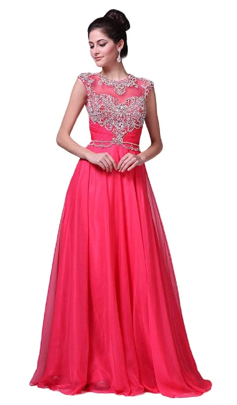 Sequined formal dresses with open backs for a sexy prom styleLadivine 8785 - Crystal Adorned Ruched Evening Gown Sequined formal dresses with open backs for a sexy prom styleLadivine 8785 - Crystal Adorned Ruched Evening Gown