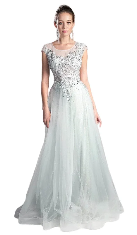 Formal dresses with ruffled skirts and bow accents for a charming prom appearanceLadivine 8992 - Sheer Scoop Beaded Tulle Evening Gown Formal dresses with ruffled skirts and bow accents for a charming prom appearanceLadivine 8992 - Sheer Scoop Beaded Tulle Evening Gown