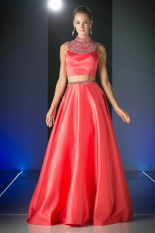 Formal dresses with gathered bodices and wide - leg skirts for a comfortable and stylish silhouetteLadivine CK67 - Beaded High Neck Two Piece Long Gown Formal dresses with gathered bodices and wide - leg skirts for a comfortable and stylish silhouetteLadivine CK67 - Beaded High Neck Two Piece Long Gown