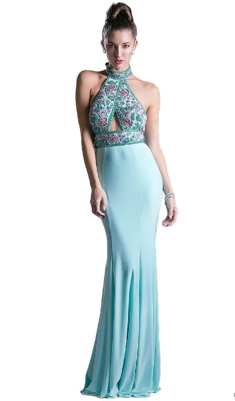Prom dresses with geometric - cutout sleeves and flowing chiffon fabrics for a modern and airy lookLadivine CR770 - Adorned High Halter Evening Dress Prom dresses with geometric - cutout sleeves and flowing chiffon fabrics for a modern and airy lookLadivine CR770 - Adorned High Halter Evening Dress