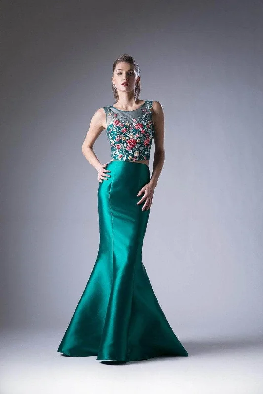 Prom dresses with geometric - cutout sleeves and flowing chiffon fabrics for a modern and airy lookLadivine HW03 - Floral Appliqued Two Piece Mermaid Gown Prom dresses with geometric - cutout sleeves and flowing chiffon fabrics for a modern and airy lookLadivine HW03 - Floral Appliqued Two Piece Mermaid Gown