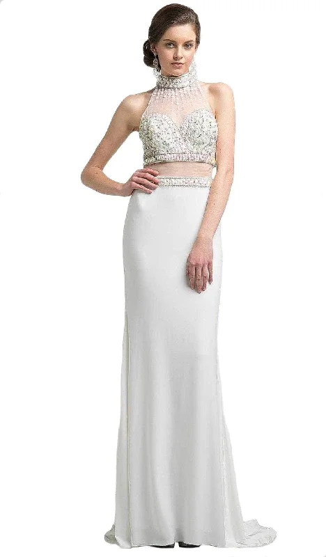 Sequined formal dresses with open backs for a sexy prom styleLadivine KD087 - Beaded High Neck Faux Two-Piece Sheath Long Gown Sequined formal dresses with open backs for a sexy prom styleLadivine KD087 - Beaded High Neck Faux Two-Piece Sheath Long Gown