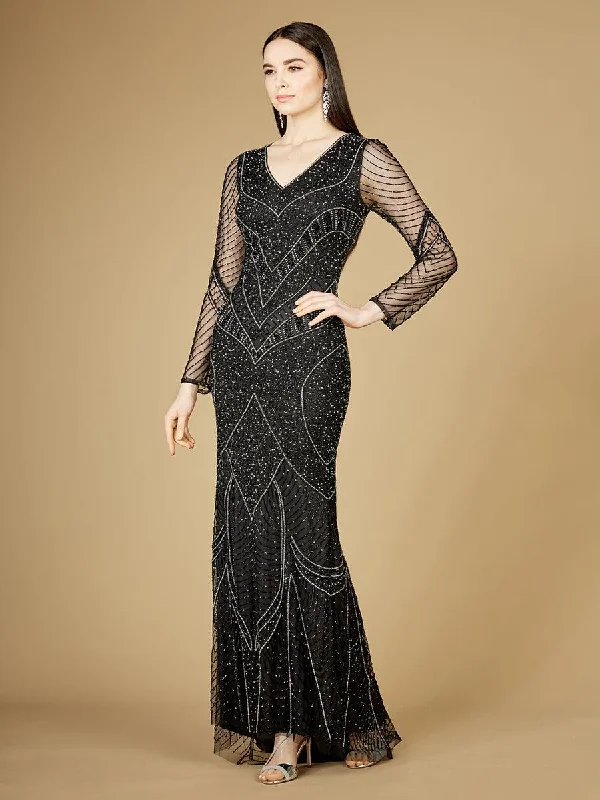 Bodycon dress with a halter neck​Lara Dresses 29173 Long Beaded Prom Dress