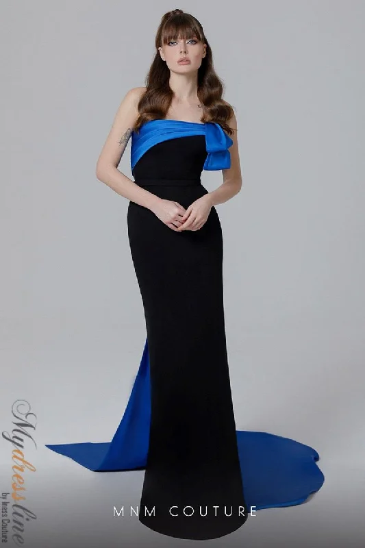 Formal dresses with off - the - shoulder sleeves and rhinestone accents for a sophisticated promMNM Couture N0463 Formal dresses with off - the - shoulder sleeves and rhinestone accents for a sophisticated promMNM Couture N0463