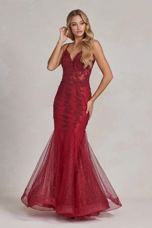 Bodycon dress with a lace - up front​Nox Anabel P1170 Long Mermaid Prom Dress Sale