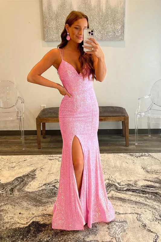 Party dresses with a peplum waist for a feminine and flattering silhouettePink Sequins Mermaid Prom Dress Party dresses with a peplum waist for a feminine and flattering silhouettePink Sequins Mermaid Prom Dress