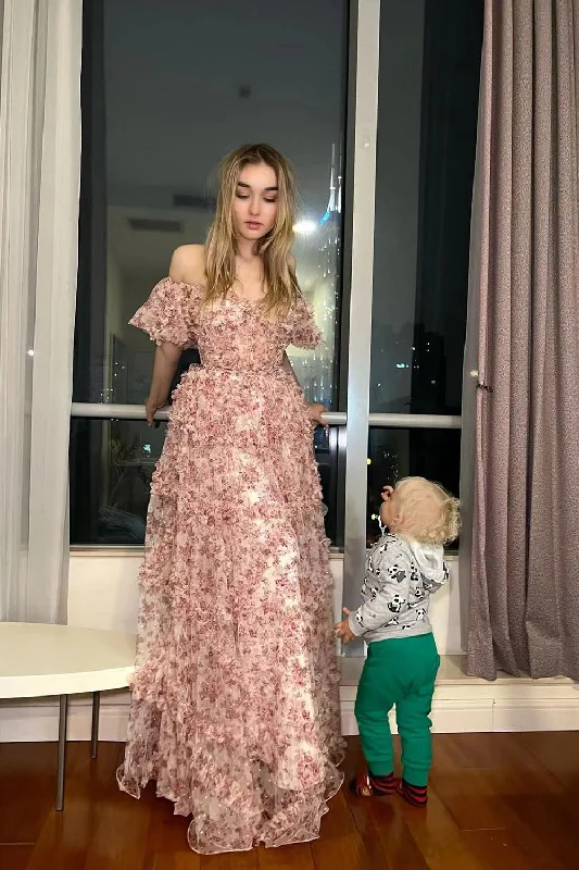 Velvet party dresses in rich jewel tones for a sophisticated appearanceRed Floral Off the Shoulder Long Prom Dress Velvet party dresses in rich jewel tones for a sophisticated appearanceRed Floral Off the Shoulder Long Prom Dress