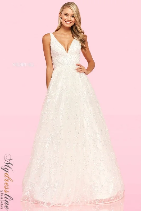 Prom dresses with keyhole backs and rhinestone - studded straps for a flirty lookSherri Hill 54177 Prom dresses with keyhole backs and rhinestone - studded straps for a flirty lookSherri Hill 54177