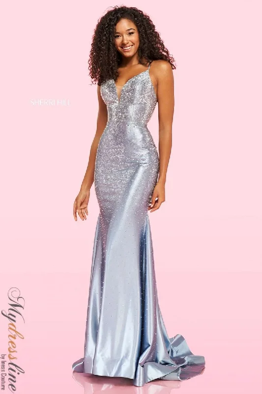 Prom dresses with lace - trimmed hems and off - the - shoulder necklines for a delicate lookSherri Hill 54273 Prom dresses with lace - trimmed hems and off - the - shoulder necklines for a delicate lookSherri Hill 54273