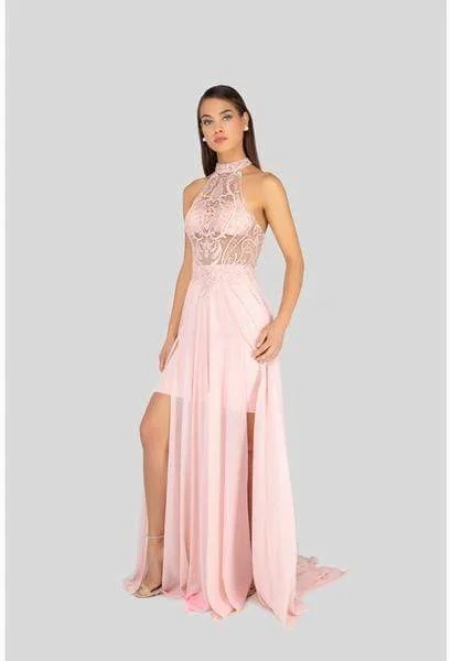 Strapless formal dresses with tulle skirts for a classic prom lookTerani Couture - 1913P8298 Sheer High Halter Evening Dress Strapless formal dresses with tulle skirts for a classic prom lookTerani Couture - 1913P8298 Sheer High Halter Evening Dress