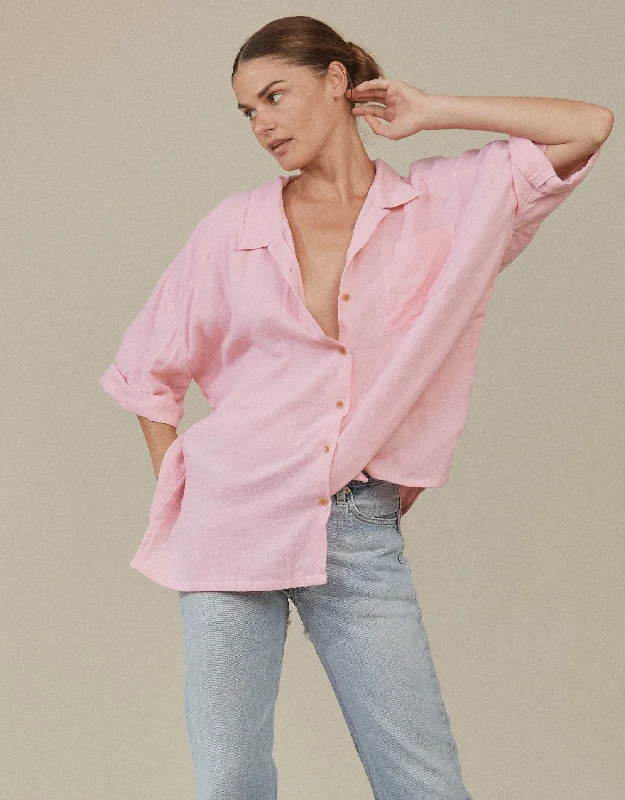 Women's sheer chiffon cover ups for beach partiesDemi Cotton Gauze Top in Tulip