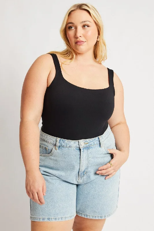Ruffled Bodysuits with a Playful and Feminine TouchBlack Bodysuit Sleeveless Square Neck Supersoft Ruffled Bodysuits with a Playful and Feminine TouchBlack Bodysuit Sleeveless Square Neck Supersoft