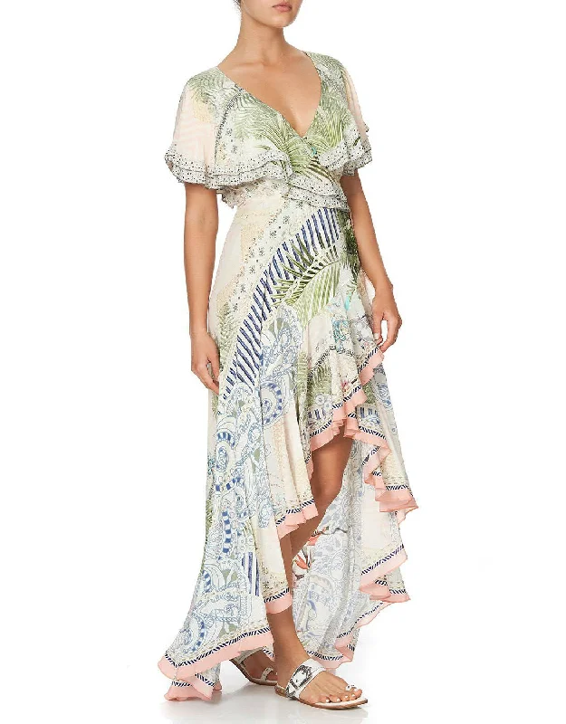 Button - down cover ups for a versatile and easy - to - wear optionBeach Shack Frill Sleeve Long Dress Button - down cover ups for a versatile and easy - to - wear optionBeach Shack Frill Sleeve Long Dress