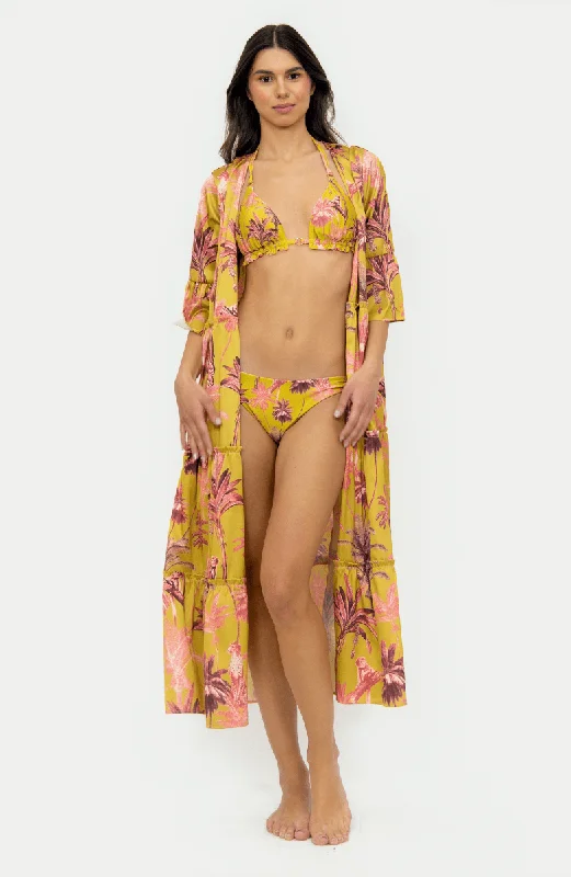Striped cotton - blend cover ups for a classic and casual beachwearKimono Largo Estampado Jungla Bailando Entre Palmas Striped cotton - blend cover ups for a classic and casual beachwearKimono Largo Estampado Jungla Bailando Entre Palmas