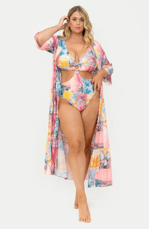 Petite - fit cropped linen cover ups for a breezy summer strollKimono Largo Estampado Paisajes Bailando Entre Palmas Petite - fit cropped linen cover ups for a breezy summer strollKimono Largo Estampado Paisajes Bailando Entre Palmas