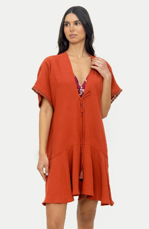 Romper - style cover ups for a trendy and functional beach optionCover Up / Pareo Ocre Abierto Bailando Entre Palmas Romper - style cover ups for a trendy and functional beach optionCover Up / Pareo Ocre Abierto Bailando Entre Palmas